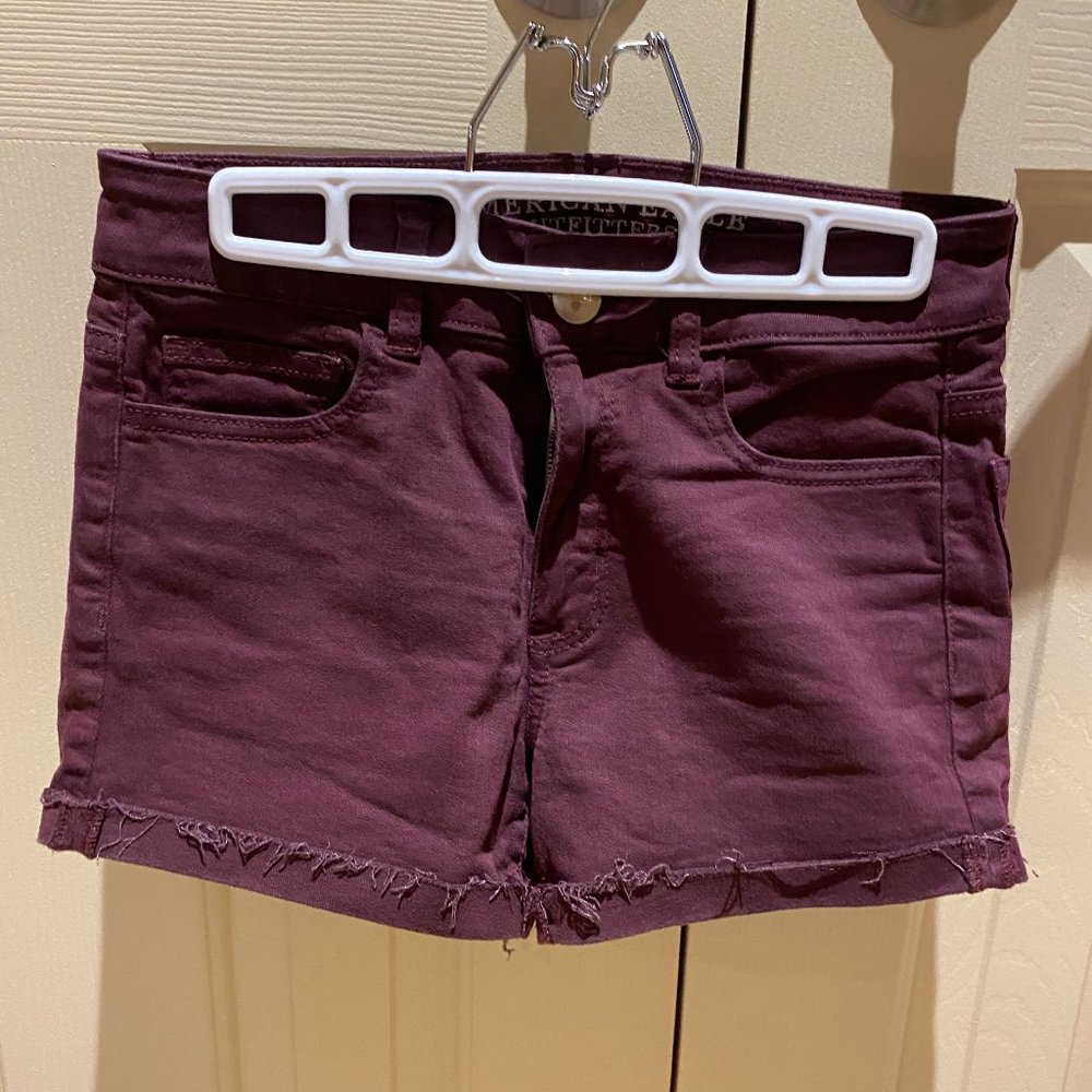 High rise burgundy shorts